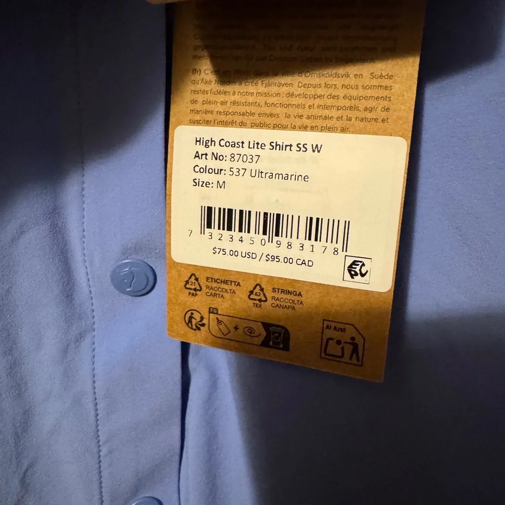 NEW Fjallraven Women’s Blue High Coast Lite Shirt Medium Blue Ultramarine Top - Picture 3 of 4